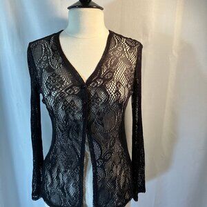 Ladies Black Crocheted Lace Cover Up